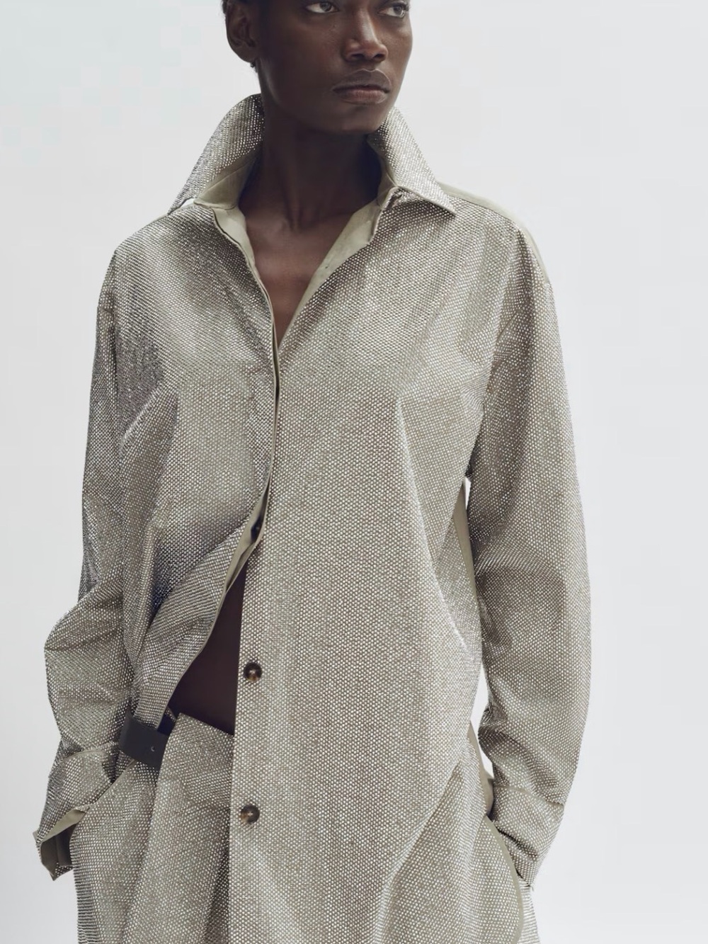 Stella McCartney x H&M Beige Two-Tone Oversized Shirt
Embellished Long Sleeve